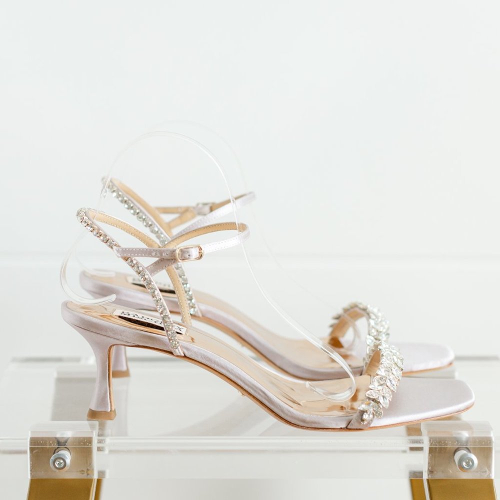 Badgley Mischka Kenya Lavender Satin Kitten Heel Women's 9.5 - Picture 8 of 14